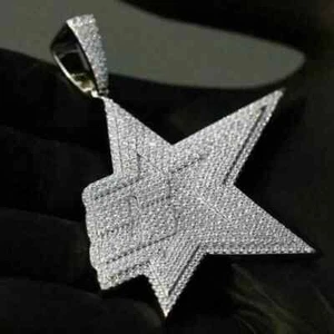 Colgante estrella moissanita redonda de 3,50 quilates para hombre personalizado enchapado en oro de plata 925 - Imagen 1 de 6