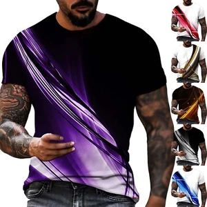 Men Summer T-Shirt 3D Printed Short Sleeves Tee Fashion Comfort Blouse Top Shirt - Picture 1 of 30