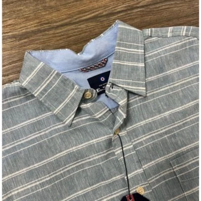 NWT Ben Sherman Linen Blend Button Front Shirt Men Size Medium Blue Haze (754) - Image 1 of 4