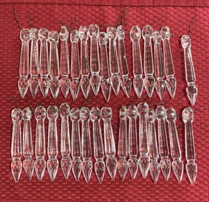 32 VTG Glass U-Drop Glass Prism Spear Chandelier 3.5" No Bead - Picture 1 of 14