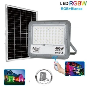Faro Foco Panel Solar Crepuscular Mando a Distancia LED RGB Blanco Frío 400W - Imagen 1 de 2