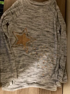 More Than Magic Sweater Girls Large 10/12 Marled Gray with Gold Star Graphic - Picture 1 of 3