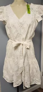 Mini Vestido Sam Edelman Ojales Blanco Talla 8 - Imagen 1 de 7