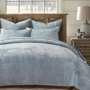 Velvet Quilt Set King Size, Luxurious Soft Quilted Bedding Sets, Lightweight Vel - Picture 1 of 12