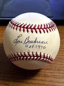 LOU BOUDREAU 2 SIGNED AUTOGRAPHED OAL BASEBALL! Red Sox, Indians! "HOF 1970" - Picture 1 of 2