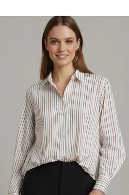 Camisa listrada abotoada feita na Itália Loro Piana tamanho 44 100% algodão - Imagem 1 de 4