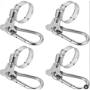 Flagpole Mounting Hose Clamp Stainless Steel Adjustable Hand Tightened 4pcs Set - Picture 1 of 6
