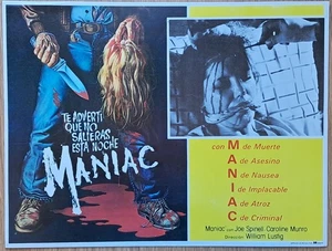 Maniac ORIGINAL Mexican 1980 LOBBY CARD William Lustig slasher cult scalp art - Picture 1 of 2