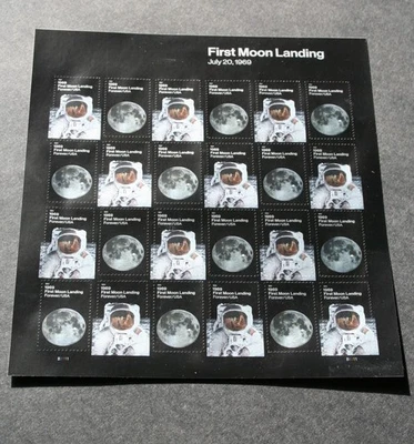 First Moon Landing mint sheet, 24 stamps, 2019, Scott 5399-5400, MNH - Image 1 of 2