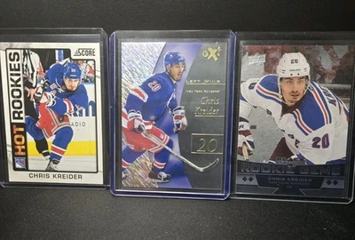 2012-13 Chris Kreider 3 Card Rookie Lot Black Diamond, Score & EX - Image 1 of 4