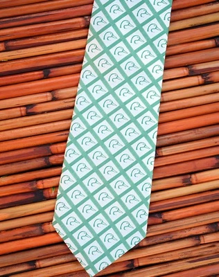 NEW Buffalo Bay Ducks Unlimited Green & White Woven Necktie Duck Head Pattern - Image 1 of 4