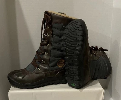 Botas femininas Timberland 21644 tamanho 8M Earth Keepers Shearling Duck marrom/cinza - Imagem 1 de 4