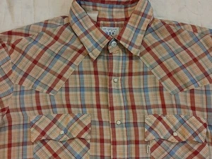 Vintage Levi's Western Shirt Mens L/XL 1980 Olympic Games Pearl Snap Plaid USA - Picture 1 of 9