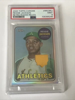 2020 Topps Chrome Retro Rookie Relics Reggie Jackson PSA 9 HIGHEST GRADED POP 2 - Image 1 of 4