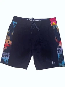 NWT The Endless Summer Board Shorts 34 Blue Tropical Print 19” Swim Trunks - Picture 1 of 7