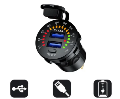 Car Cigarette Lighter Socket Dual 4.8A Dual USB Port Charger Power Outlet LED - Image 1 of 4