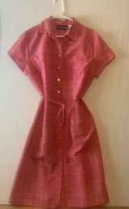 Vintage Sag Harbor Day Dress Belted Button Front Pink Size 14 Polyester - Picture 1 of 8