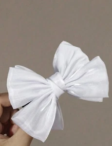 Girls 2pc Hair Claw Clip White Bow Hair Clip Claw Crab Hair Accessories - Picture 1 of 4