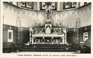 REAL PHOTO POSTCARD THE ALTAR, ST JOSEPHS CHURCH, WEST HARTLEPOOL, COUNTY DURHAM - Picture 1 of 2