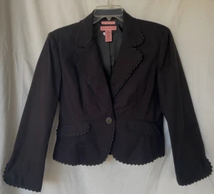 BANDOLINO..JET BLACK..COTTON..CROPPED..STRETCH..BLAZER JACKET..WOMEN 10 - Picture 1 of 4