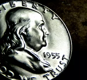 GEM BRILLIANT UNCIRCULATED 1955-P Bugs Bunny FRANKLIN SILVER HALF DOLLAR M17 - Picture 1 of 3