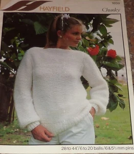 Hayfield Knitting Pattern Lady's Chunky Sweater No 1859 - Picture 1 of 1