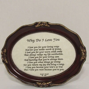 "George H. Randall, Why Do I Love You, placa enmarcada estampada de poema, H 5 3/8 x W 7" - Imagen 1 de 7