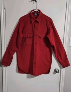 Woolrich Vintage Shirt Mens Large Red Shacket Button-Down Flannel Minimalist  - Picture 1 of 8