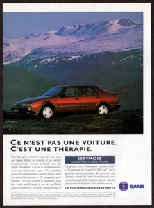 1993 SAAB 9000 CS Vintage Original Print AD Red car photo French Canada Mountain - Picture 1 of 1