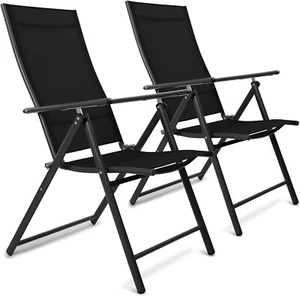 SUNMER Folding Garden Chairs High Back 7 Position Recliner Sun Lounger - Picture 1 of 18