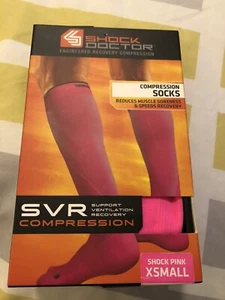 Shock Doctor 727 SVR Recovery Calf Compression Socks (PAIR) X Small Pink New - Picture 1 of 5