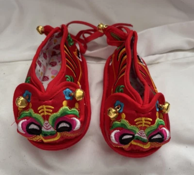 男孩 女孩 新生儿 婴儿 老虎头鞋 复古 柔软 鞋底 中国 新年鞋  — 第 1/4 张图片