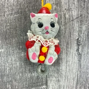 "Campana de porcelana bisque hecha a mano colas payaso gato gatito vintage 3"" con etiqueta" - Imagen 1 de 12