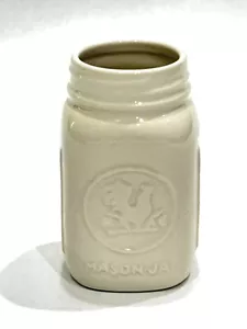 Decorative Cream Ceramic Mason Jar Farmhouse Vintage Look 6” - #293 - Picture 1 of 6