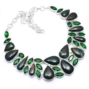 Bloodstone Green Quartz Handmade Big Necklace Jewelry 101 Gms LV-415 - Picture 1 of 1
