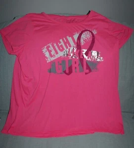 Camiseta Top Cáncer de Mama Rosa/Plateado 2 X Manga Corta Mujer Nueva Envío Rápido - Imagen 1 de 3