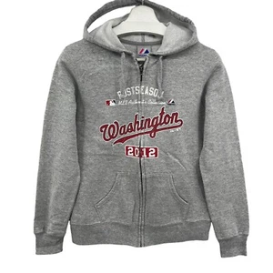 Washington Nationals Jacket Hoodie Womens Medium Full Zip Post Season 2012 Gray - Picture 1 of 10
