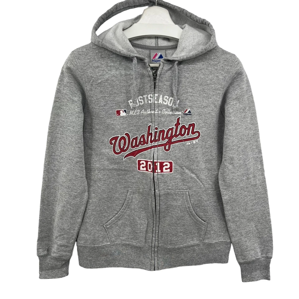 Washington Nationals Jacket Hoodie Womens Medium Full Zip Post Season 2012 Gray - Image 1 of 4