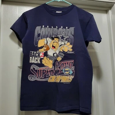 Vintage 1994 Dallas Cowboys / Fred Flintstone Super Bowl XXVIII Shirt Youth XL - Image 1 of 4