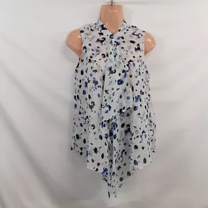 Ro&De Top Blouse Shirt Women Size S White Sleeveless Button Up Chiffon - Picture 1 of 11