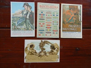 GRANDE GUERRA-QUATTRO CARTOLINE-PUBBLICITA' SOTTOSCRIZIONE PRESTITO NAZIONALE - Picture 1 of 2