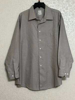 Camisa Pronto Uomo Manga Larga Abotonada Gris Sólido Bolsillo Sin Planchar 17 1/2 32/33 Foto 1 de 4