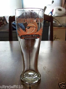 Shock Top Belgian White Belgian Style Wheat Ale Beer Glass 8" half moon brown - Picture 1 of 1