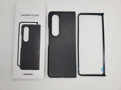 Capa de couro genuína oficial para Samsung Galaxy Z Fold4 preta - Imagem 1 de 4