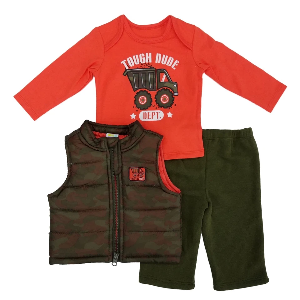 Conjunto de camisa y pantalones chaleco acolchado camuflaje de 3 piezas para bebés niños Foto 1 de 1