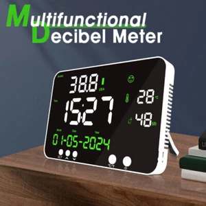 Digital Sound Level Meter Digital Noise Meter Decibel Monitoring Temp & Humidity - Picture 1 of 9