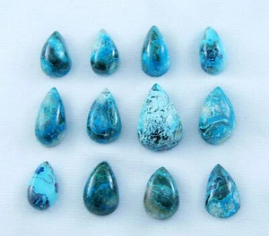 Natural Certified Pear Cut Azurite Malachite Loose Gemstone 105.30 Ct 12 Pcs h17 - Picture 1 of 7
