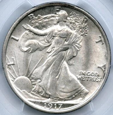 1917 Walking Liberty Half Dollar, PCGS MS64+, CAC Approved - Image 1 of 3