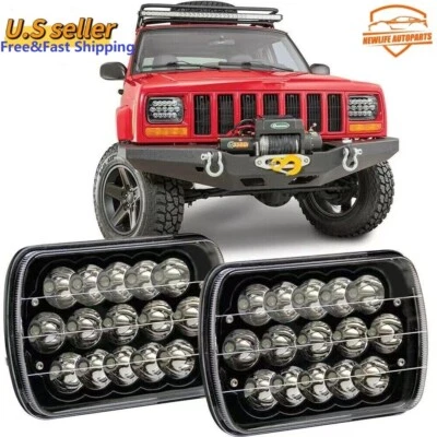 For Jeep Cherokee XJ 1984-2001 Pair 5x7" 7x6 LED Headlights Sealed High/Low Beam - Image 1 of 4