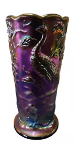 Fenton Carnival Glas Pfau Vase, 8" hoch x 4" breit, irisierende Oberfläche-FP2 - Bild 1 von 6